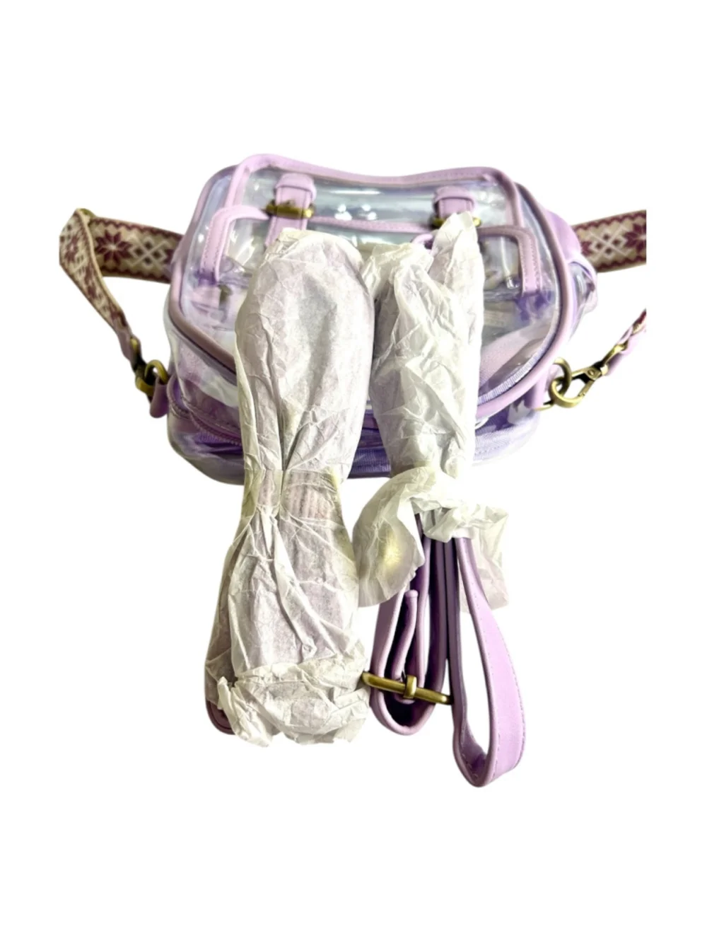 NWOT Ecosusi Lila’s Clear Mini Purple Backpack Stadium Approved.